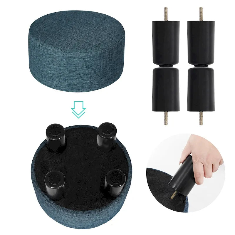 Repose-pieds rond ottoman Adeco en tissu, tabouret rembourré moderne-25