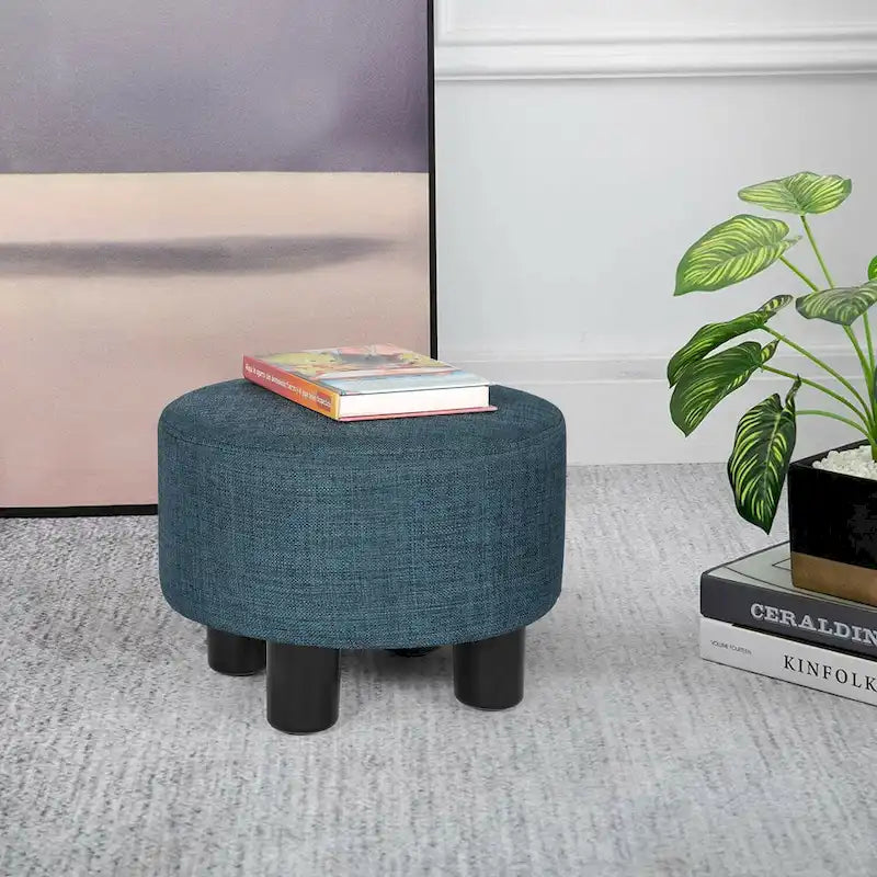 Repose-pieds rond ottoman Adeco en tissu, tabouret rembourré moderne-26
