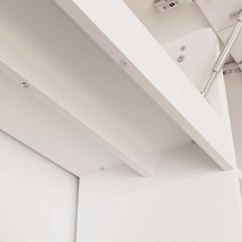 Meuble TV bibliothèque avec rangement et éclairage d'ambiance, blanc/noir-11