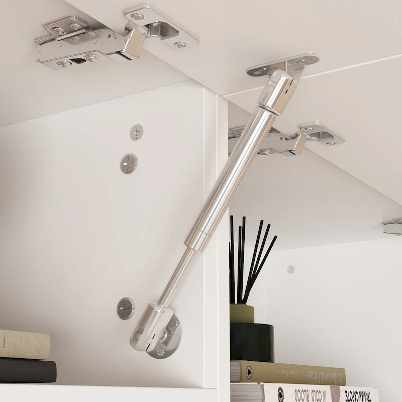 Meuble TV bibliothèque avec rangement et éclairage d'ambiance, blanc/noir-14