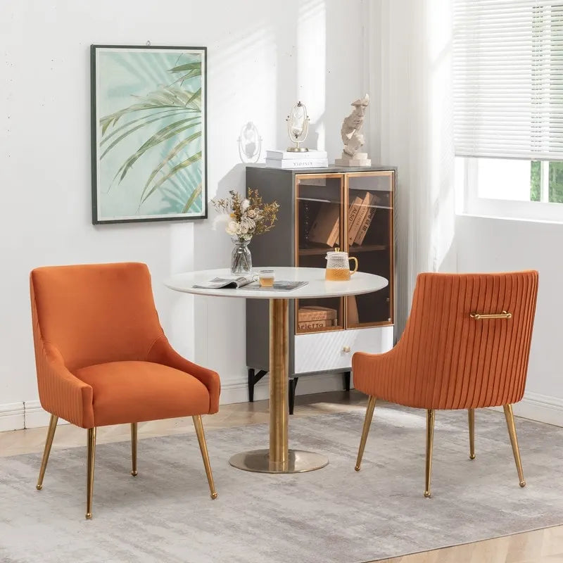 SEYNAR Ensemble de 6 chaises de salle à manger ou de coiffeuse modernes et glamour en velours bouclé plissé avec poignée arrière-9