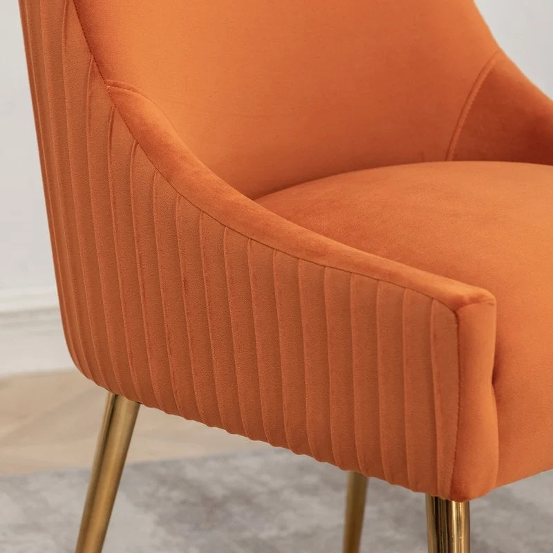 SEYNAR Ensemble de 6 chaises de salle à manger ou de coiffeuse modernes et glamour en velours bouclé plissé avec poignée arrière-11