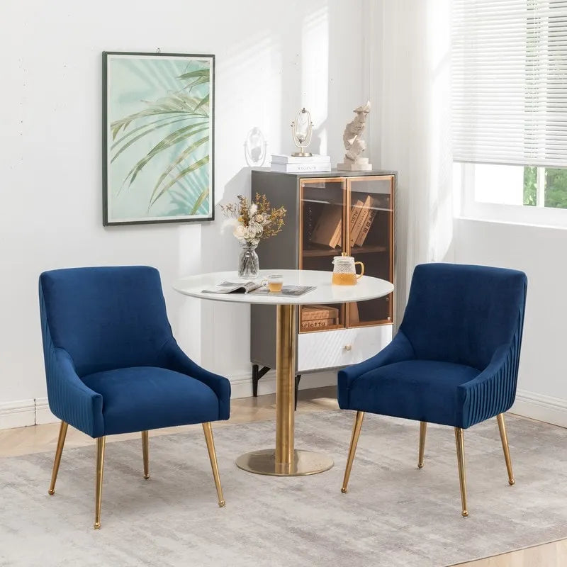 SEYNAR Ensemble de 6 chaises de salle à manger ou de coiffeuse modernes et glamour en velours bouclé plissé avec poignée arrière-13