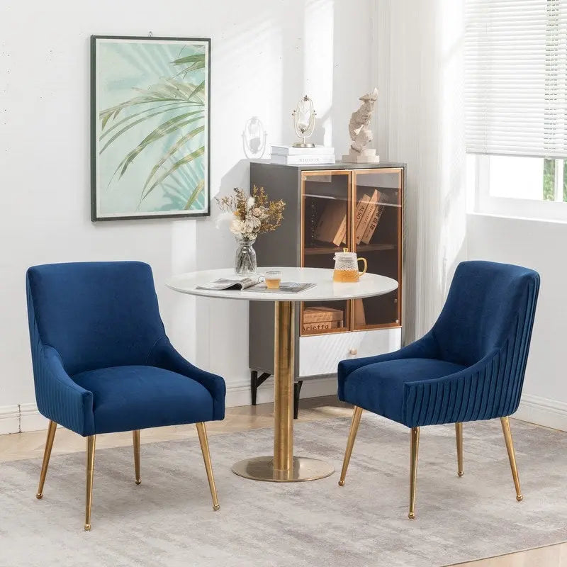 SEYNAR Ensemble de 6 chaises de salle à manger ou de coiffeuse modernes et glamour en velours bouclé plissé avec poignée arrière-14