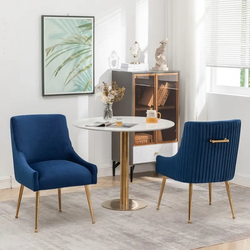 SEYNAR Ensemble de 6 chaises de salle à manger ou de coiffeuse modernes et glamour en velours bouclé plissé avec poignée arrière-15