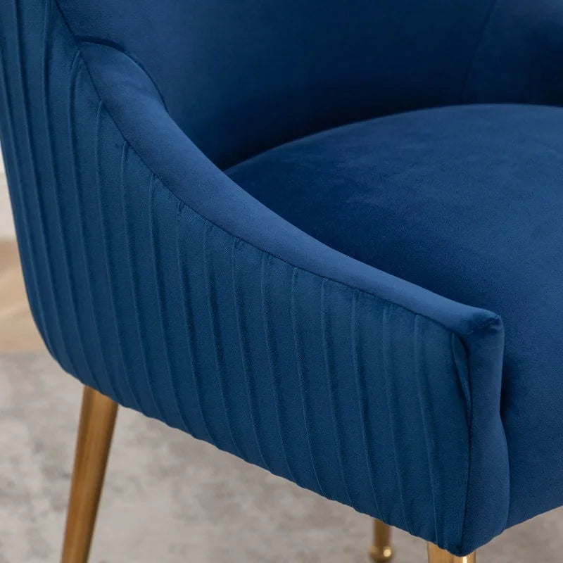 SEYNAR Ensemble de 6 chaises de salle à manger ou de coiffeuse modernes et glamour en velours bouclé plissé avec poignée arrière-17
