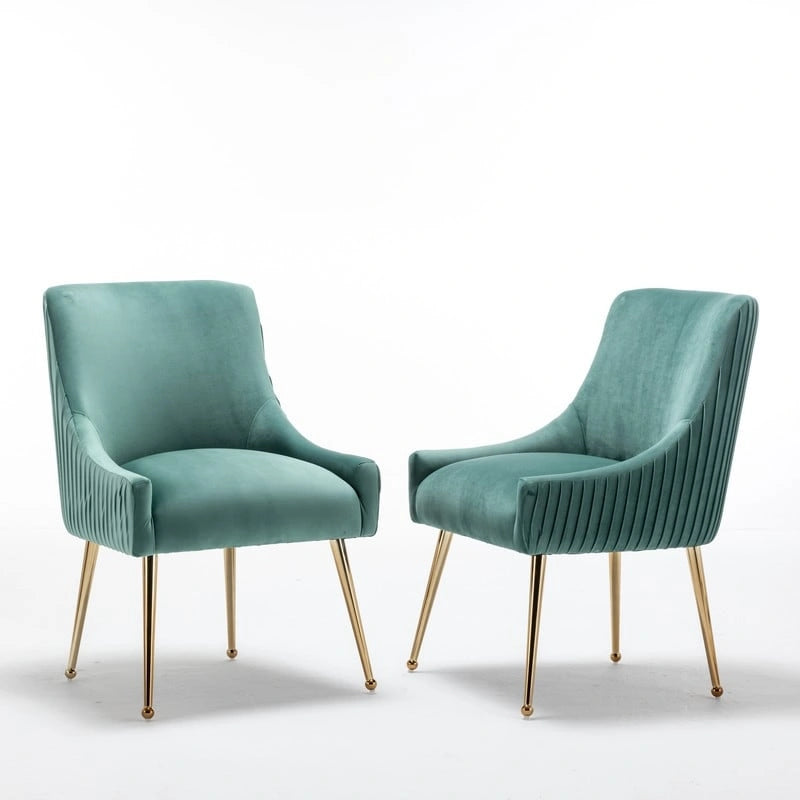 SEYNAR Ensemble de 6 chaises de salle à manger ou de coiffeuse modernes et glamour en velours bouclé plissé avec poignée arrière-27