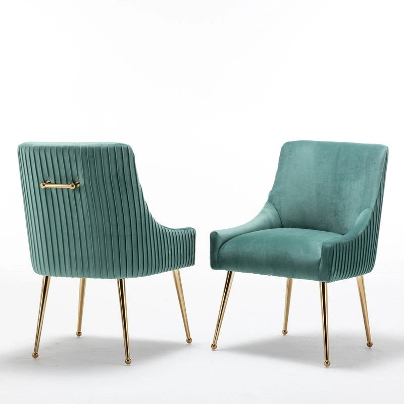 SEYNAR Ensemble de 6 chaises de salle à manger ou de coiffeuse modernes et glamour en velours bouclé plissé avec poignée arrière-28