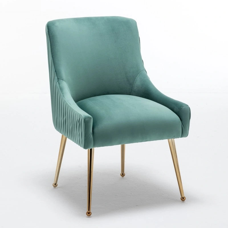 SEYNAR Ensemble de 6 chaises de salle à manger ou de coiffeuse modernes et glamour en velours bouclé plissé avec poignée arrière-29