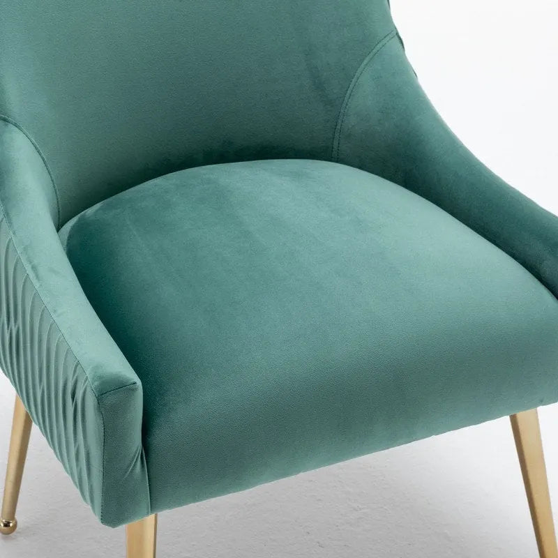 SEYNAR Ensemble de 6 chaises de salle à manger ou de coiffeuse modernes et glamour en velours bouclé plissé avec poignée arrière-31
