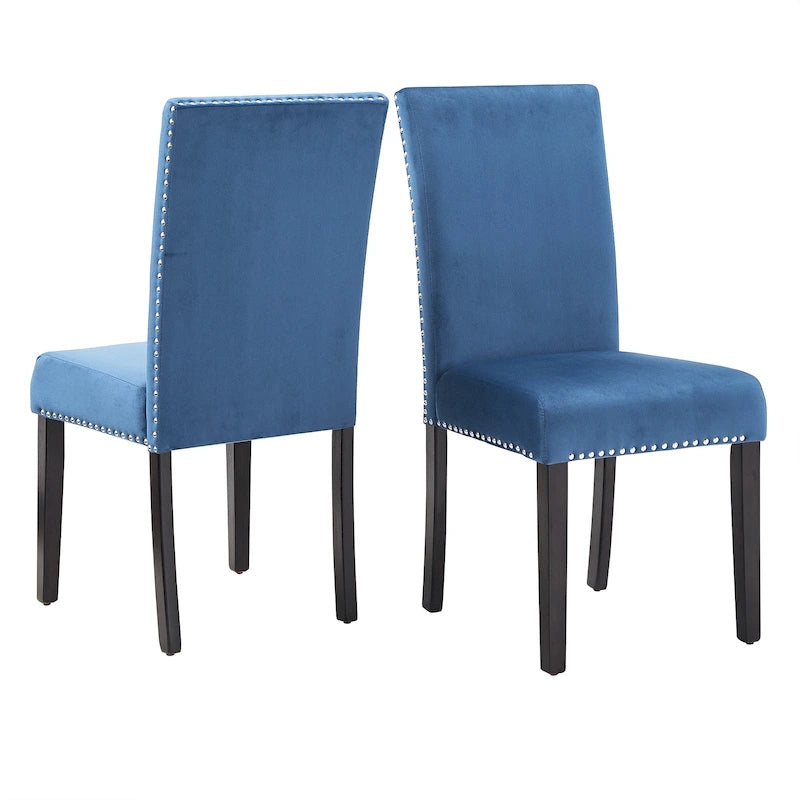Chaises de salle à manger Balmforth à clous décoratifs en velours (lot de 2) par iNSPIRE Q Classic-30
