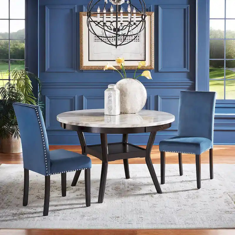 Chaises de salle à manger Balmforth à clous décoratifs en velours (lot de 2) par iNSPIRE Q Classic-2