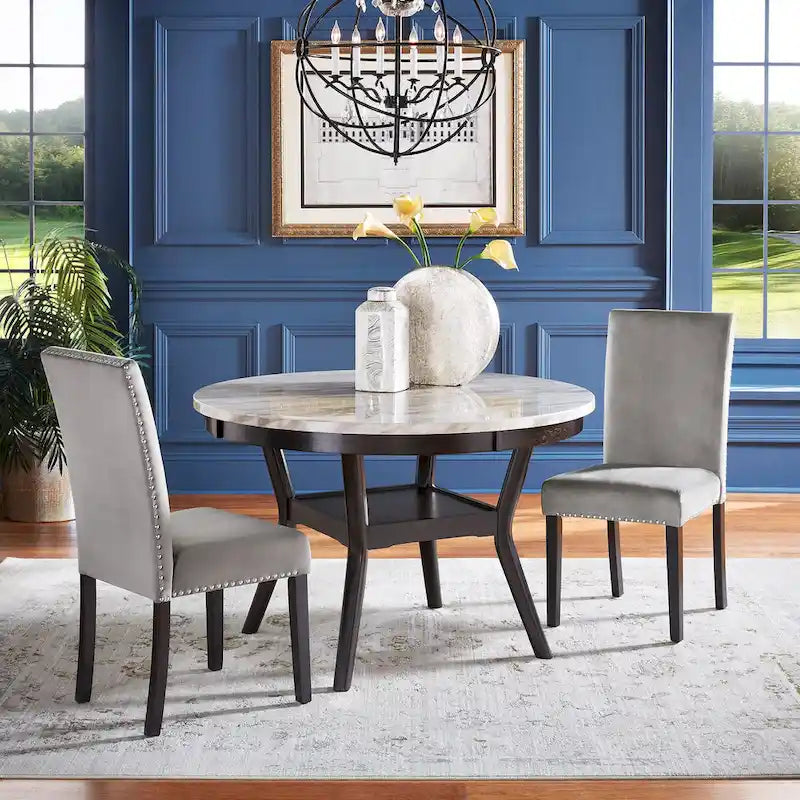 Chaises de salle à manger Balmforth à clous décoratifs en velours (lot de 2) par iNSPIRE Q Classic-5