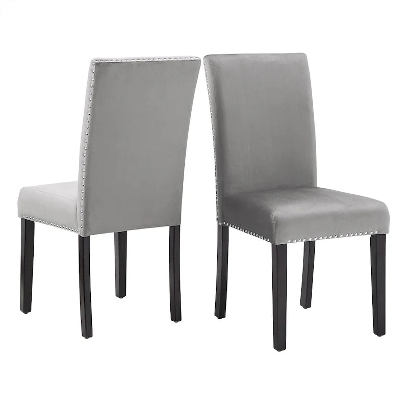 Chaises de salle à manger Balmforth à clous décoratifs en velours (lot de 2) par iNSPIRE Q Classic-10