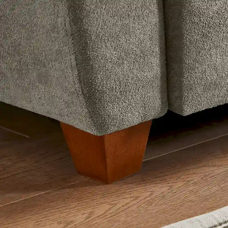 Canapé d'angle moderne 4 places en tissu éponge avec table basse dissimulée, appui-tête réglable et grand espace de rangement.-14