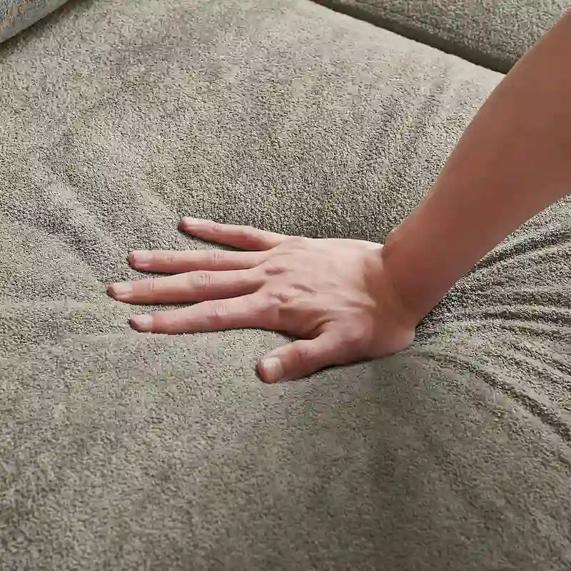 Canapé d'angle moderne 4 places en tissu éponge avec table basse dissimulée, appui-tête réglable et grand espace de rangement.-15