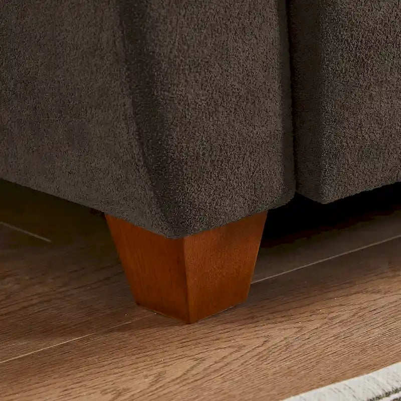 Canapé d'angle moderne 4 places en tissu éponge avec table basse dissimulée, appui-tête réglable et grand espace de rangement.-27