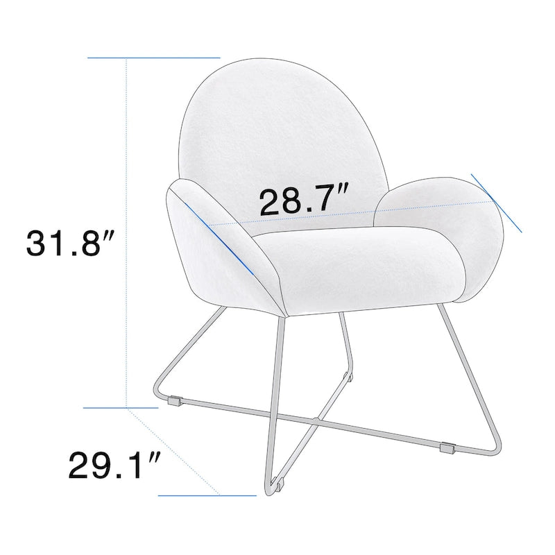 Fauteuil d'appoint moderne Corvus Rowen avec accoudoirs, revêtu de polaire.-4