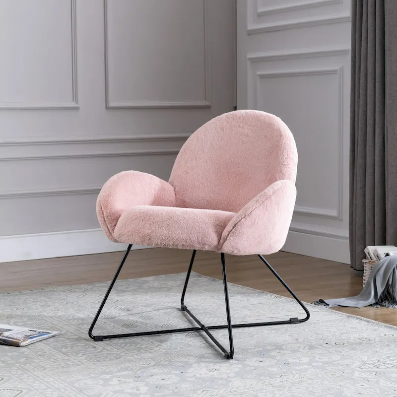 Fauteuil d'appoint moderne Corvus Rowen avec accoudoirs, revêtu de polaire.-10