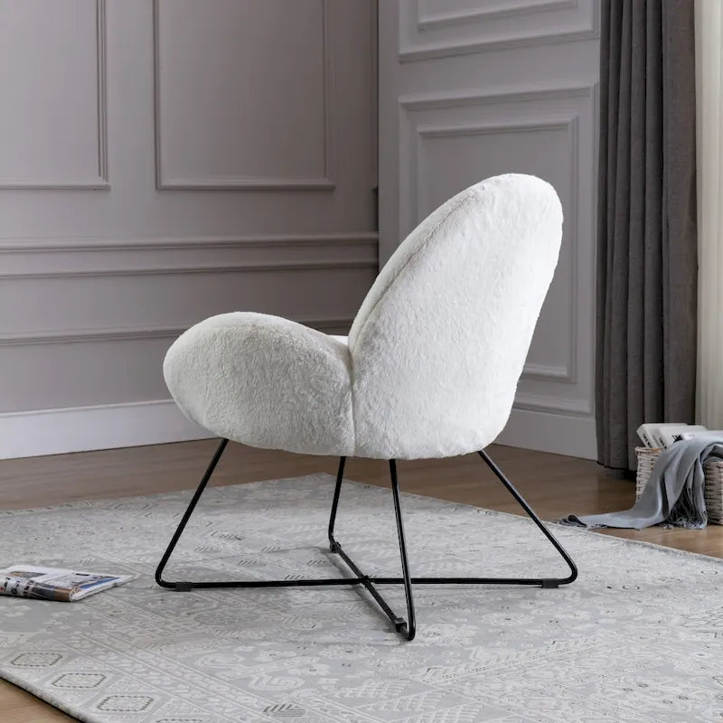 Fauteuil d'appoint moderne Corvus Rowen avec accoudoirs, revêtu de polaire.-11