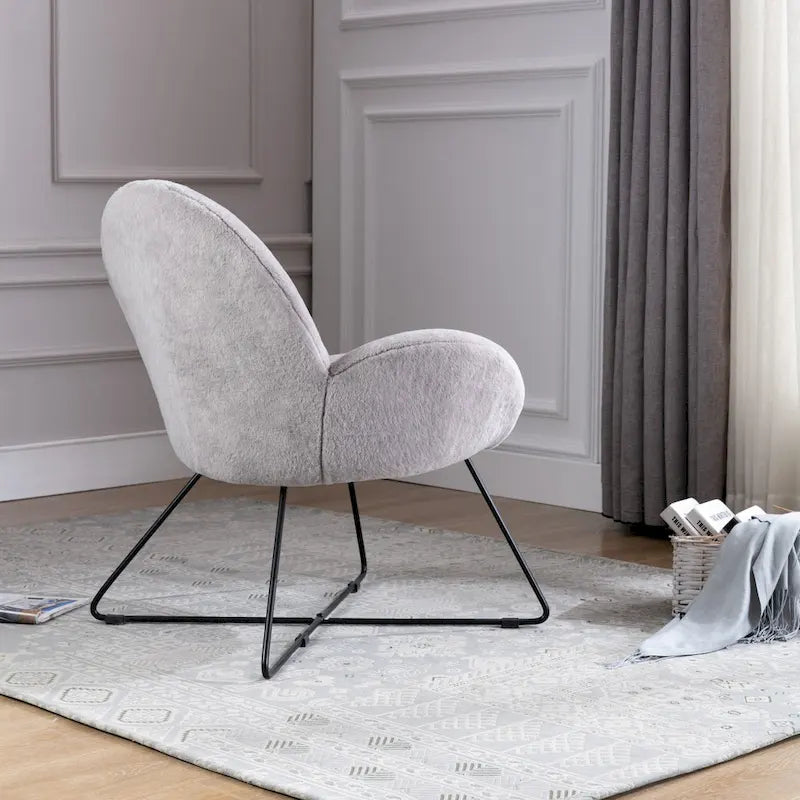 Fauteuil d'appoint moderne Corvus Rowen avec accoudoirs, revêtu de polaire.-12