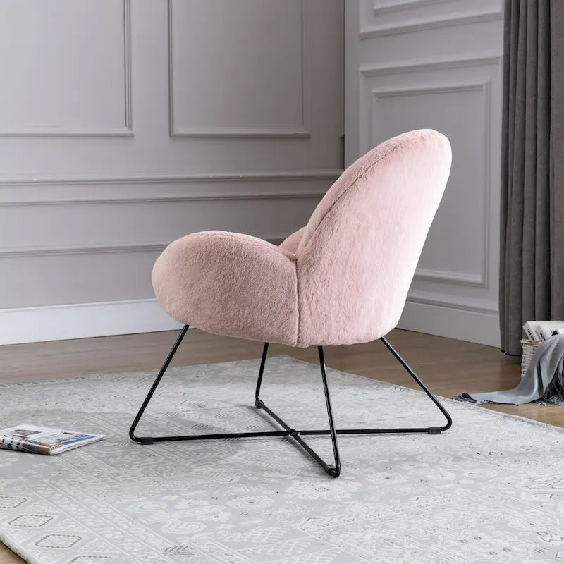 Fauteuil d'appoint moderne Corvus Rowen avec accoudoirs, revêtu de polaire.-13