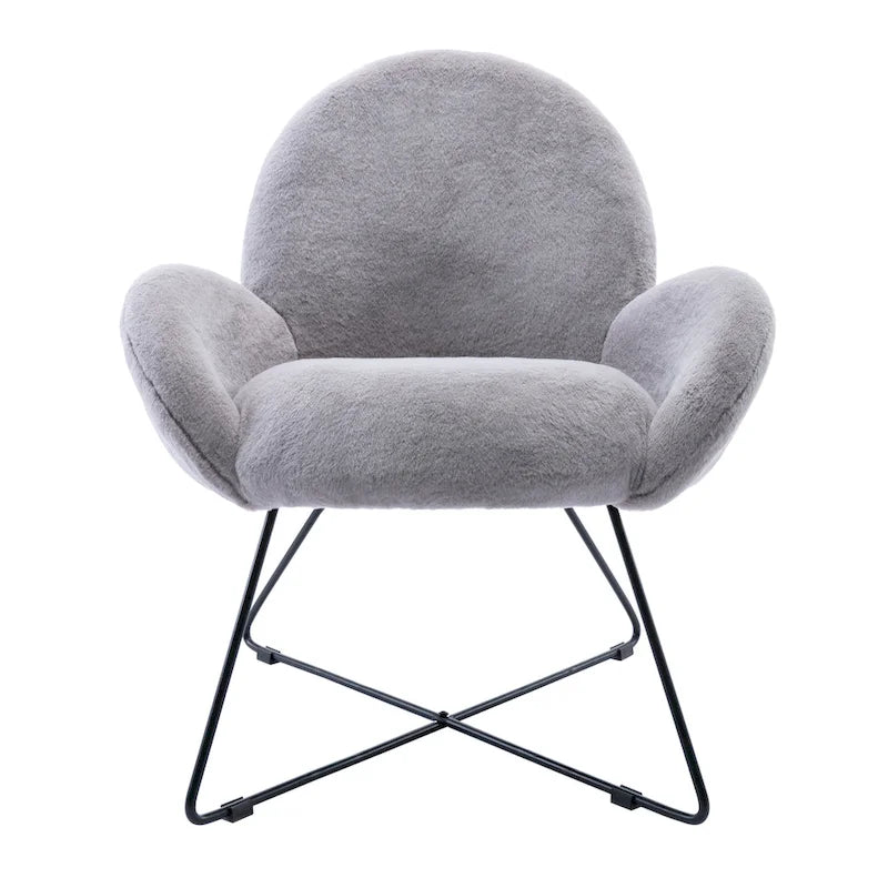 Fauteuil d'appoint moderne Corvus Rowen avec accoudoirs, revêtu de polaire.-15