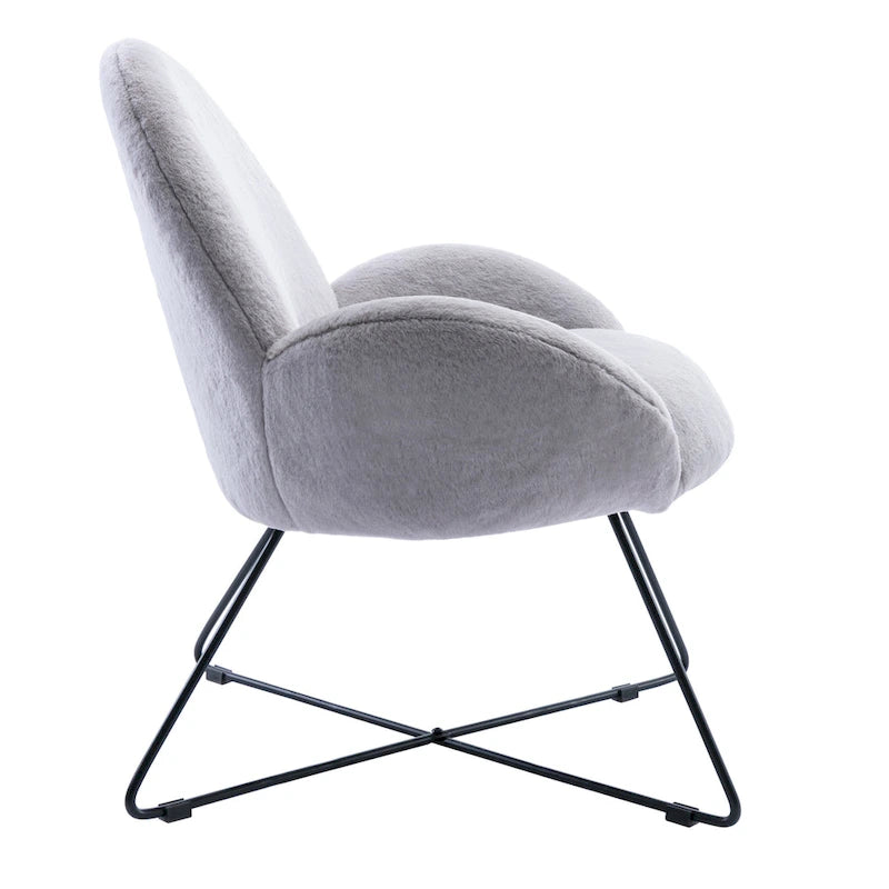 Fauteuil d'appoint moderne Corvus Rowen avec accoudoirs, revêtu de polaire.-16