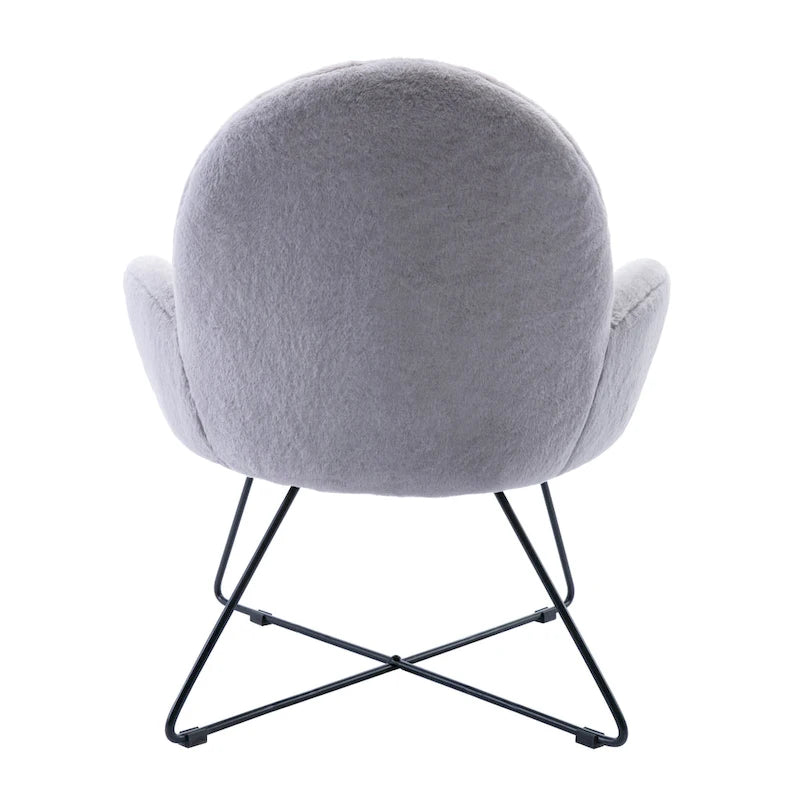 Fauteuil d'appoint moderne Corvus Rowen avec accoudoirs, revêtu de polaire.-17