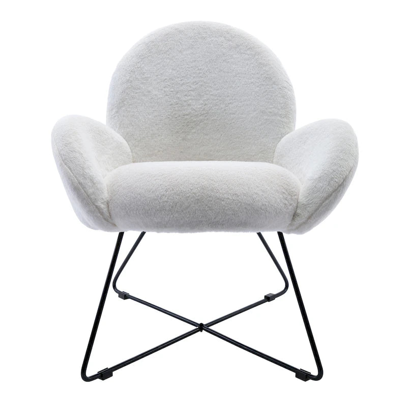 Fauteuil d'appoint moderne Corvus Rowen avec accoudoirs, revêtu de polaire.-20