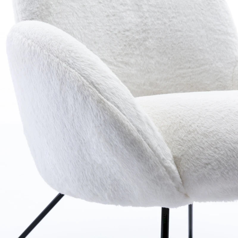 Fauteuil d'appoint moderne Corvus Rowen avec accoudoirs, revêtu de polaire.-23