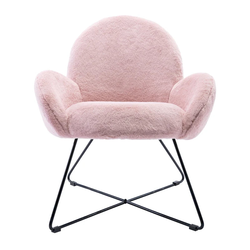 Fauteuil d'appoint moderne Corvus Rowen avec accoudoirs, revêtu de polaire.-26