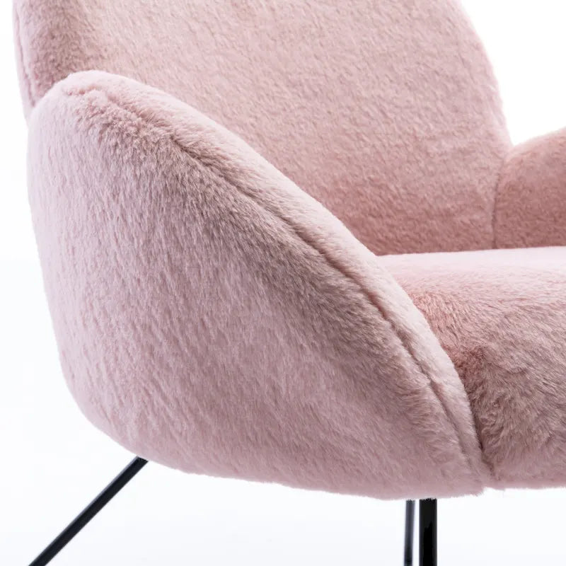 Fauteuil d'appoint moderne Corvus Rowen avec accoudoirs, revêtu de polaire.-29