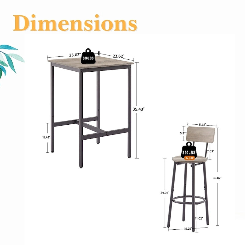 Ensemble table de bar 3 pièces, ensemble table de cuisine pour 2 personnes, tabourets rembourrés-9