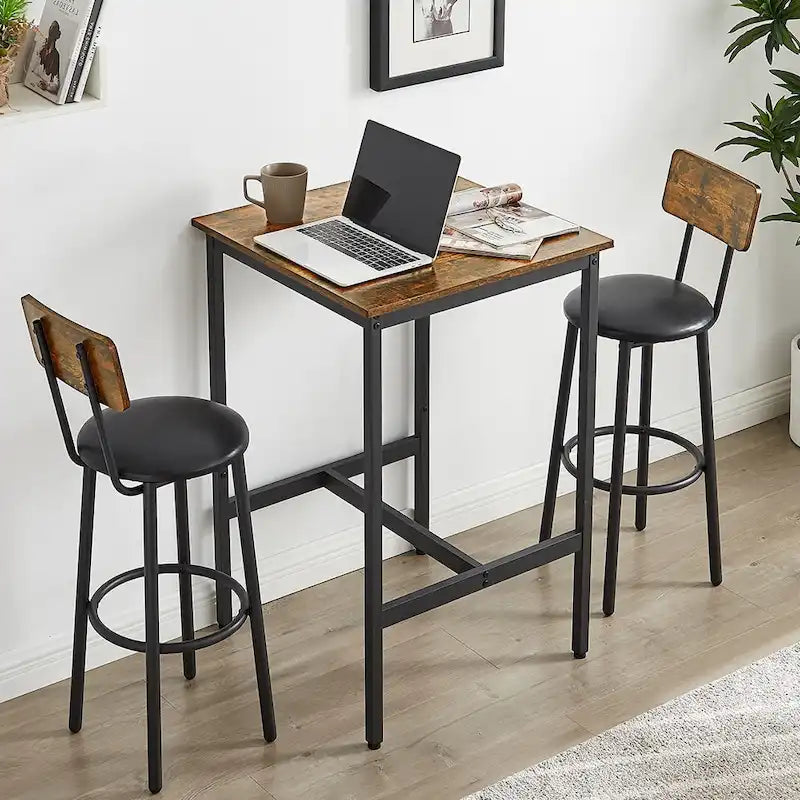 Ensemble table de bar 3 pièces, ensemble table de cuisine pour 2 personnes, tabourets rembourrés-10