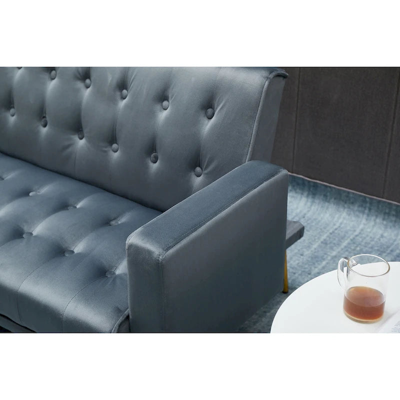 Canapé-lit convertible en velours capitonné de 75 pouces de large-34