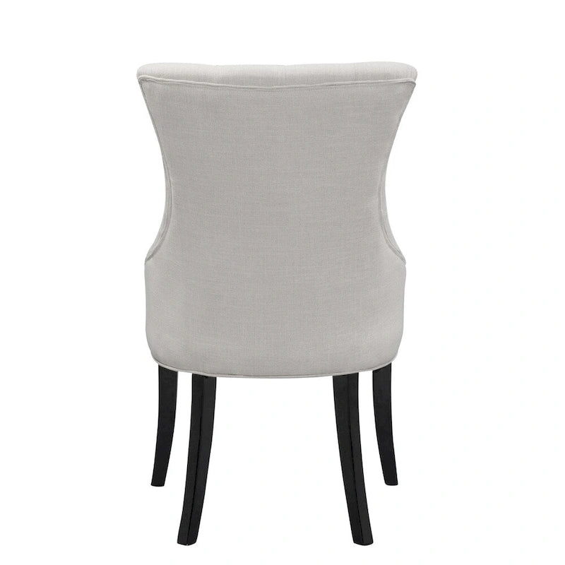 Ensemble de 2 chaises de salle à manger Alei en tissu beige avec boutons capitonnés-5