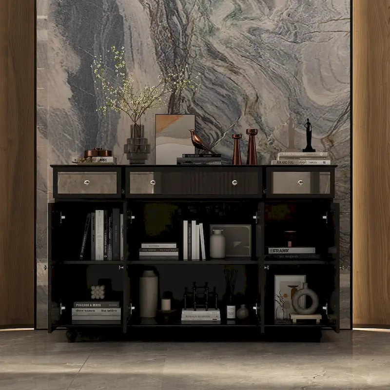 Buffet/armoire/bibliothèque miroir 55W pour salon-4