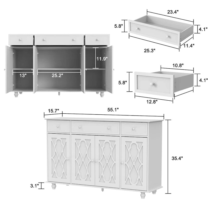Buffet/armoire/bibliothèque miroir 55W pour salon-32