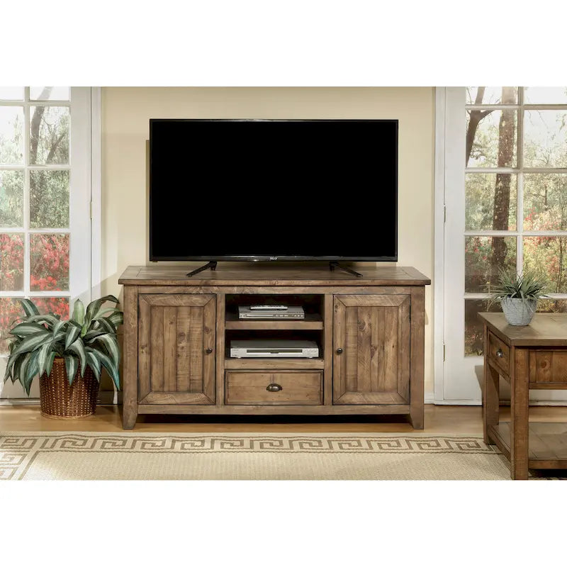Meuble TV en bois massif Gray Barn Downington de 60 pouces-7