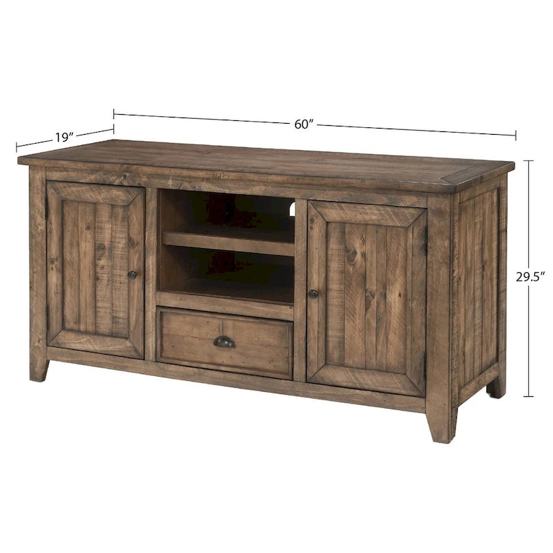 Meuble TV en bois massif Gray Barn Downington de 60 pouces-10