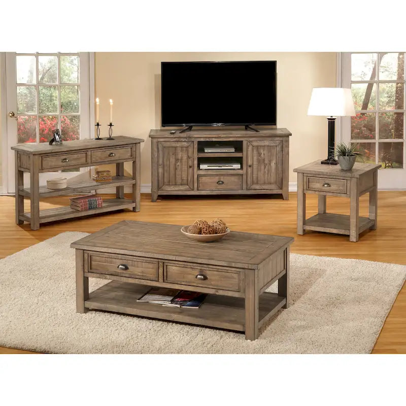 Meuble TV en bois massif Gray Barn Downington de 60 pouces-14