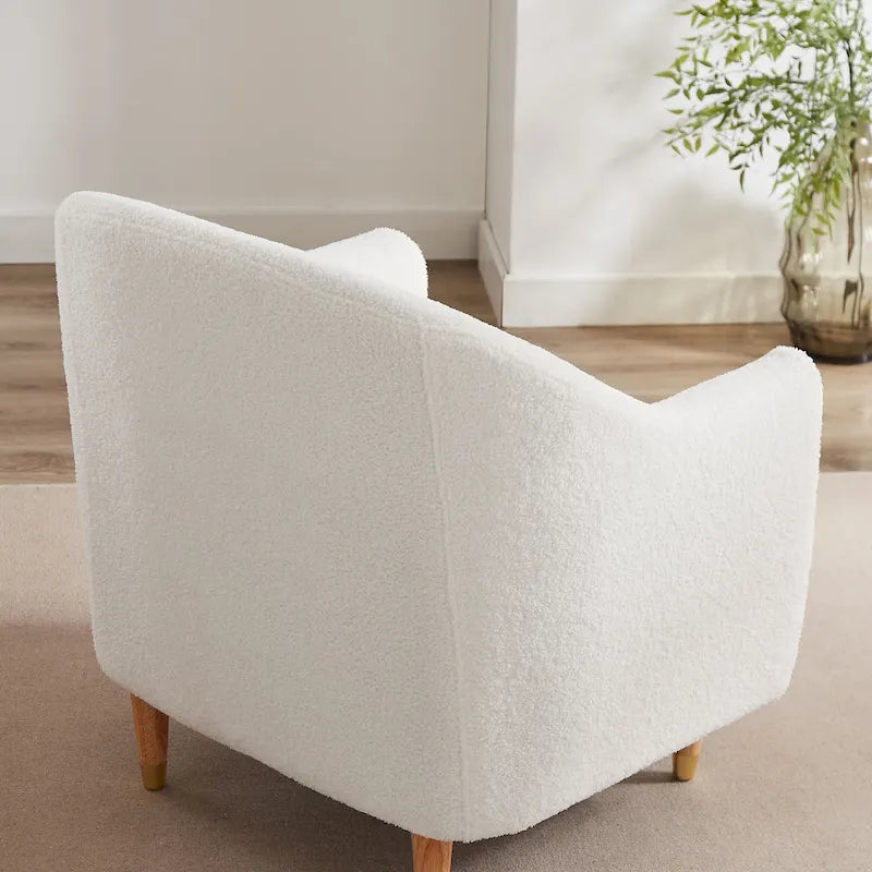 VANOMi 28.34W Lot de 2 fauteuils d'appoint, fauteuil tonneau en velours avec pieds en bois massif-8