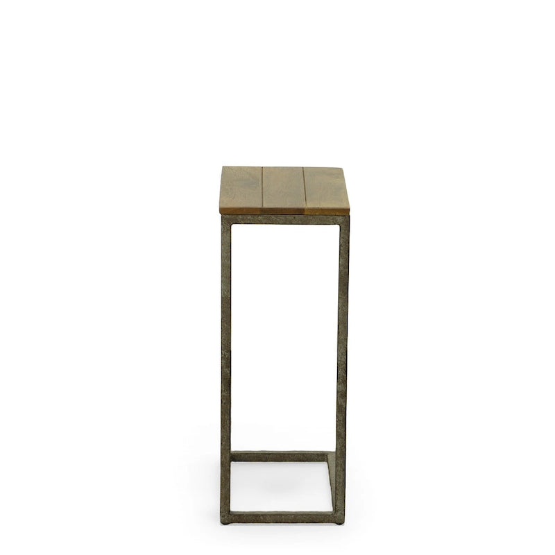 Table d'appoint Carolina Living Aggie C-Form - Plateau en chêne clair - Piètement en fer vieilli-4