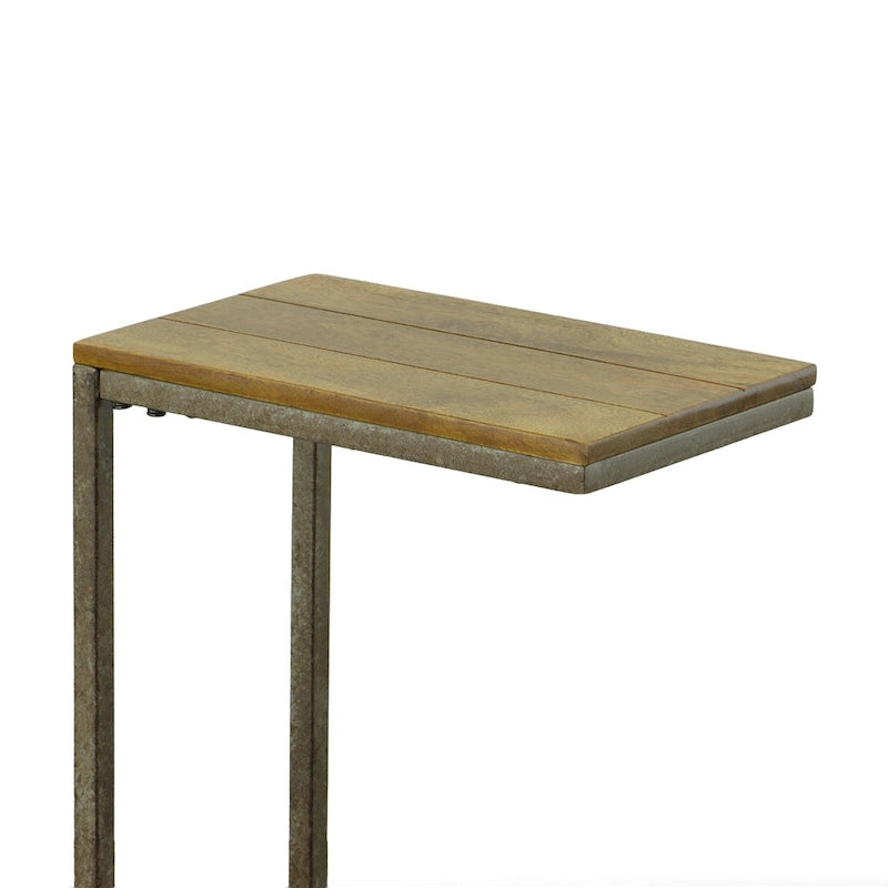 Table d'appoint Carolina Living Aggie C-Form - Plateau en chêne clair - Piètement en fer vieilli-5