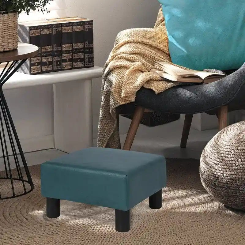 Tabouret repose-pieds carré Adeco, pouf moderne en tissu