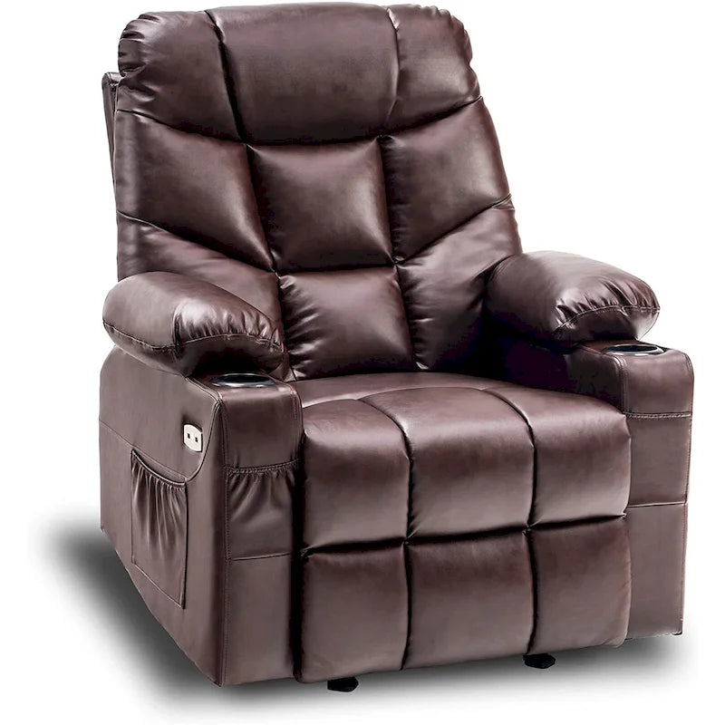 Fauteuil inclinable à bascule manuel MCombo avec ports USB, similicuir 8002-26