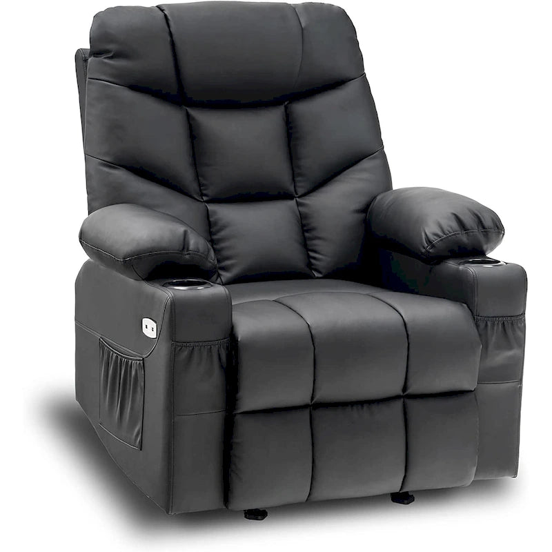 Fauteuil inclinable à bascule manuel MCombo avec ports USB, similicuir 8002-29