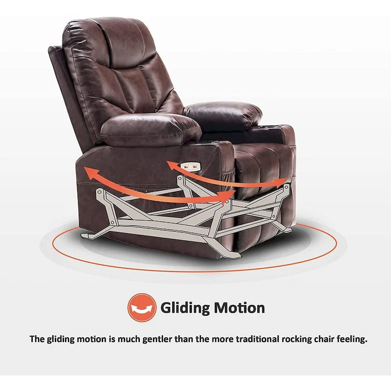 Fauteuil inclinable à bascule manuel MCombo avec ports USB, similicuir 8002-2