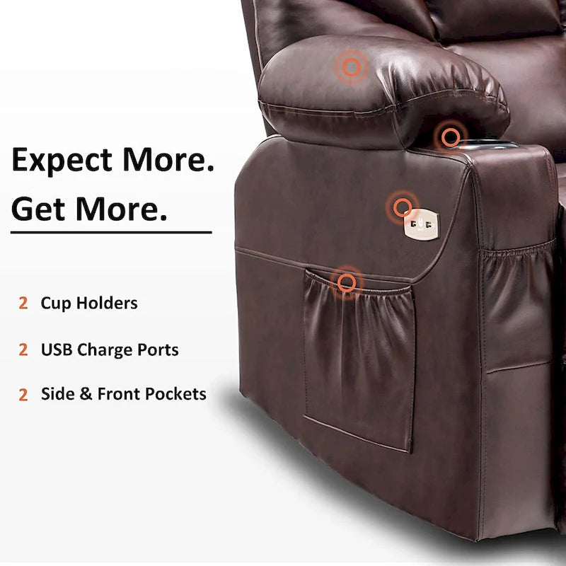 Fauteuil inclinable à bascule manuel MCombo avec ports USB, similicuir 8002-4